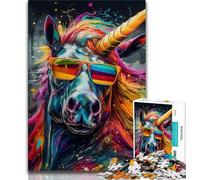 Puzzle psychédélique de 1 000 pièces avec Chevaux colorés pour Adultes et Adolescents, idéal pour Tuer Le Temps en Vacances avec des pièces de Formes aléatoires entièrement emboîtables (50x75cm)