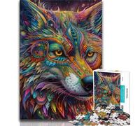 Puzzle psychédélique de 1 000 pièces pour Adolescents Motif Loup pour entraîner Votre Cerveau et Vos Mains Cadeau d'anniversaire 38x26cm