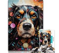 Puzzle psychédélique de 1 000 pièces pour Adultes et Adolescents, Motif Chien de Berger, Jouets addictifs pour la décoration de la Maison (38x26cm)