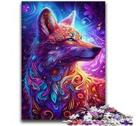 Puzzle psychédélique de 1 000 pièces pour Adultes et Adolescents, Motif Renards, Anti-Stress, Stimulant l'amour Entre Couples (38x26cm)