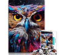 Puzzle psychédélique de 1 000 pièces représentant Un Hibou et Un Oiseau,idéal pour Les Adultes,idéal pour Les Vacances à la Maison ou pour Tuer Le Temps Chaque pièce est Unique - Jeu Amusant