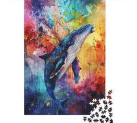 Puzzle psychédélique de 1 000 pièces représentant Une Baleine colorée, Puzzle Impossible pour Adultes de 18 Ans et Plus (75 x 50 cm)