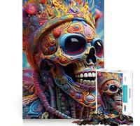 Puzzle psychédélique de 1000 pièces avec crânes, idéal pour Les Adolescents Jeu de logique Clair, Relaxant et Lumineux Découpe Parfaite (50x75cm)