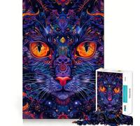 Puzzle psychédélique de 1000 pièces avec Motif mandla de Chat, idéal pour Les Adolescents Jeu intellectuel, Divertissement d'intérieur, découpe de qualité, Cadeau créatif (38x52cm)