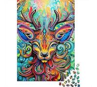 Puzzle psychédélique de 1000 pièces avec rennes pour adultes et adolescents, cadeau pour la veille de Noël, 1000 pièces (75 x 50 cm)