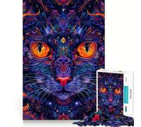Puzzle psychédélique de 1000 pièces Chat Mandla Art pour Adolescents, Jeu de logique et de détente, découpe précise, Cadeau précieux (50x75cm)