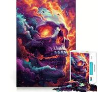 Puzzle psychédélique de 1000 pièces Crâne et Espace pour Adolescents, Jouet cognitif, Plaisir Lent, Bords de qualité supérieure, Cadeau du Père Noël 38x26cm
