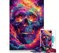 Puzzle psychédélique de 1000 pièces Crâne et Espace pour Adultes, Jeu de logique mentale, Anti-Tension, découpe Ferme, 38x26cm