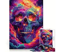 Puzzle psychédélique de 1000 pièces Crâne et Espace pour Adultes, Jeu de logique mentale, Anti-Tension, découpe Ferme, 38x26cm