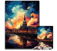 Puzzle psychédélique de 1000 pièces du Palais de Christiansborg idéal pour Les Anniversaires Noël et Halloween 1000 pièces (75x50cm)