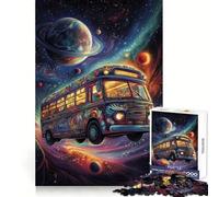 Puzzle psychédélique de 1000 pièces pour Adultes Bus Spatial pour stimuler la mémoire et se détendre mentalement Découpe de qualité supérieure Surprise chaleureuse (38x52cm)