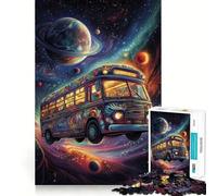 Puzzle psychédélique de 1000 pièces pour Adultes Bus Spatial pour stimuler la mémoire et se détendre mentalement Découpe de qualité supérieure Surprise chaleureuse (38x52cm)