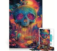Puzzle psychédélique de 1000 pièces représentant Un Paysage de crânes pour Adultes Jeu d'entraînement cérébral Relaxant et Amusant pour Les fêtes (38x26cm)