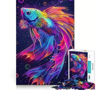 Puzzle psychédélique de 1000 pièces représentant Un Poisson Betta néon, idéal pour Adultes et Parfait pour se détendre Un Cadeau Exquis à Assembler (50x75cm)