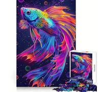 Puzzle psychédélique de 1000 pièces représentant Un Poisson Betta néon, idéal pour Les Adolescents Un Jouet apaisant et Amusant, aux Lignes épurées et à Collectionner (38x26cm)