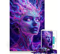 Puzzle psychédélique de 1000 pièces représentant Un Portrait de Femme, idéal pour Adultes, Jeu de Concentration et de Loisirs à Domicile, Cadeau de Noël (38x52cm)