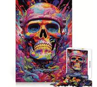 Puzzle psychédélique de 1000 pièces représentant Un Soldat au crâne, pour Adultes Jeu de réflexion Stimulant à l'intérieur Découpe précise Pièce d'art raffinée (50x75cm)