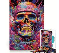 Puzzle psychédélique de 1000 pièces représentant Un Soldat au crâne, pour Adultes Jeu de réflexion Stimulant à l'intérieur Découpe précise Pièce d'art raffinée (50x75cm)