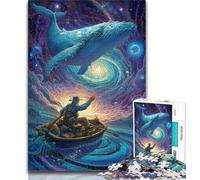 Puzzle psychédélique de 1000 pièces représentant Une Baleine, Un défi à relever mais Amusant et Humoristique avec Une Affiche et Une fiche de Questions-réponses Assorties 50x75cm
