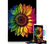 Puzzle psychédélique de 1000 pièces Tournesol pour Adultes Stimule la mémoire Joie familiale Assemblage Motif Vœux du Père Noël 38x52cm