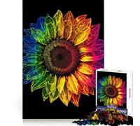 Puzzle psychédélique de 1000 pièces Tournesol pour Adultes Stimule la mémoire Joie familiale Assemblage Motif Vœux du Père Noël 38x52cm