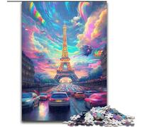 Puzzle psychédélique Eiffel 1000 pièces pour Adultes et Adolescents, Interaction Parent-Enfant intéressante pour réduire Le Stress (26x38cm)