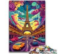 Puzzle psychédélique Eiffel 1000 pièces, pour Les 14 Ans et Plus, décoration Murale, Cadeaux Uniques pour Anniversaire et Noël 50x75cm