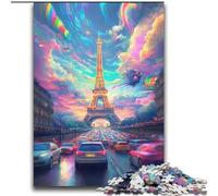 Puzzle psychédélique Eiffel pour Adolescents, 2000 pièces, activité familiale avec Affiche et fiche de Questions-réponses pour Les 14 Ans et Plus (70x100cm)