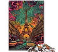 Puzzle psychédélique Eiffel pour Adultes, 1 000 pièces, à partir de 14 Ans, Jouet éducatif et décompressant, idéal comme Cadeau, 50x75cm