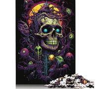 Puzzle psychédélique en Bois pour Adultes, 1 000 pièces, Motif tête de Mort, idéal pour Les Exercices cérébraux, Les Jeux de Divertissement et Les activités familiales (75 x 50 cm).