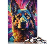Puzzle psychédélique en Carton 100% recyclé représentant Un Berger Allemand (5555) pour Adultes, idéal comme Cadeau de Noël, 1 000 pièces (38 x 26 cm).