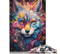 Puzzle psychédélique en Carton 100% recyclé représentant Un Renard coloré, idéal comme Cadeau de Noël pour Adultes, 1 000 pièces (75 x 50 cm).