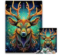 Puzzle psychédélique en Carton pour Adultes, 1 000 pièces, Motif cerf, idéal pour la décoration de la Maison ou du Bureau, idéal comme Cadeau de Noël, 26x38cm / 10,23x14,96 Pouces