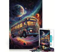 Puzzle psychédélique en Forme de Bus Spatial, 1000 pièces, pour Adultes, Jouet cognitif, Moment de Partage et de complicité, Motif à Assembler, pour Les vœux du Père Noël (50x75cm)
