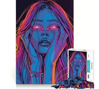Puzzle psychédélique Fille en Transe pour Adultes, 1000 pièces, Puzzle cérébral Relaxant, Assemblage d'image, (38x52cm)