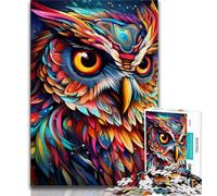 Puzzle psychédélique Hibou 1000 pièces pour Adolescents, Jouet éducatif et décompressant, Cadeau d'anniversaire, décoration Murale (38x26cm)