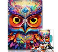 Puzzle psychédélique Hibou 1000 pièces pour Adultes, Jeu Familial Anti-Stress, défi Difficile, Superbes Cadeaux et Jouets (75x50cm)