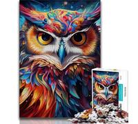 Puzzle psychédélique Hibou 1000 pièces pour Adultes, Jeu Stimulant, idéal comme Cadeau pour Toute la Famille 50x75cm