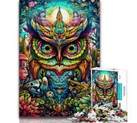Puzzle psychédélique Hibou pour Adolescents 1000 pièces, Jeux éducatifs, décoration Murale, Cadeaux d'anniversaire et de Noël Uniques 50x75cm