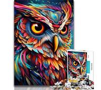 Puzzle psychédélique Hibou pour Adolescents, 1000 pièces, Jouet éducatif intellectuel décompressant, Cadeaux du Père Noël Secret 38x26cm