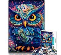 Puzzle psychédélique Hibou pour Adultes et Adolescents, 1 000 pièces, Jeu Stimulant, Chaque pièce est Unique - Jeu Familial Stimulant et Amusant 38x26cm