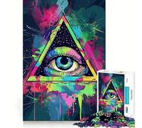 Puzzle psychédélique Œil Qui voit Tout 1000 pièces pour Adolescents améliore la mémoire, se détend et s’Amuse Bords Nets Cadeau Unique 50x75cm