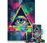 Puzzle psychédélique Œil Qui voit Tout pour Adolescents, 1000 pièces, Jouet cognitif, Loisir Silencieux, Finition Premium, Cadeau de Noël 38x26cm