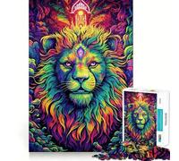 Puzzle psychédélique Lion Trippy 1000 pièces pour Adolescents Jeu de logique Stimulant et Anti-Stress Qualité supérieure Cadeau de Noël idéal (38x52cm)