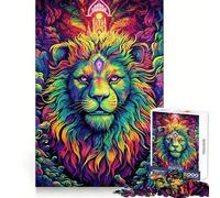 Puzzle psychédélique Lion Trippy 1000 pièces pour Adolescents Jeu de logique Stimulant et Anti-Stress Qualité supérieure Cadeau de Noël idéal (38x52cm)