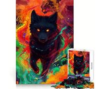 Puzzle psychédélique Loup Noir Adolescent 1000 Pièces Activité à la Maison pour stimuler la mémoire Motif à Assembler 38x26cm