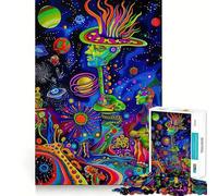 Puzzle psychédélique Paysage Spatial 1000 pièces pour Adolescents, Stimulation cérébrale, Joie familiale, Bords précis, Cadeau mémorable (38x52cm)