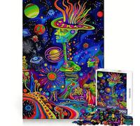Puzzle psychédélique Paysage Spatial 1000 pièces pour Adolescents, Stimulation cérébrale, Joie familiale, Bords précis, Cadeau mémorable (38x52cm)