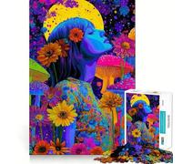 Puzzle psychédélique pour Adolescents, 1000 pièces, Motif Femme avec Fleurs et Champignons, Jeu Intelligent à Assembler en Famille, Motif Père Noël, Cadeau (50x75cm)