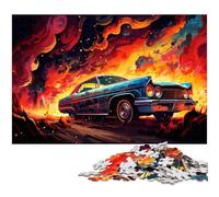 Puzzle psychédélique pour Adultes 1 000 pièces Couleur Voiture Amusant en Famille avec Affiche et fiche de Questions réponses Assorties (75 x 50 cm)